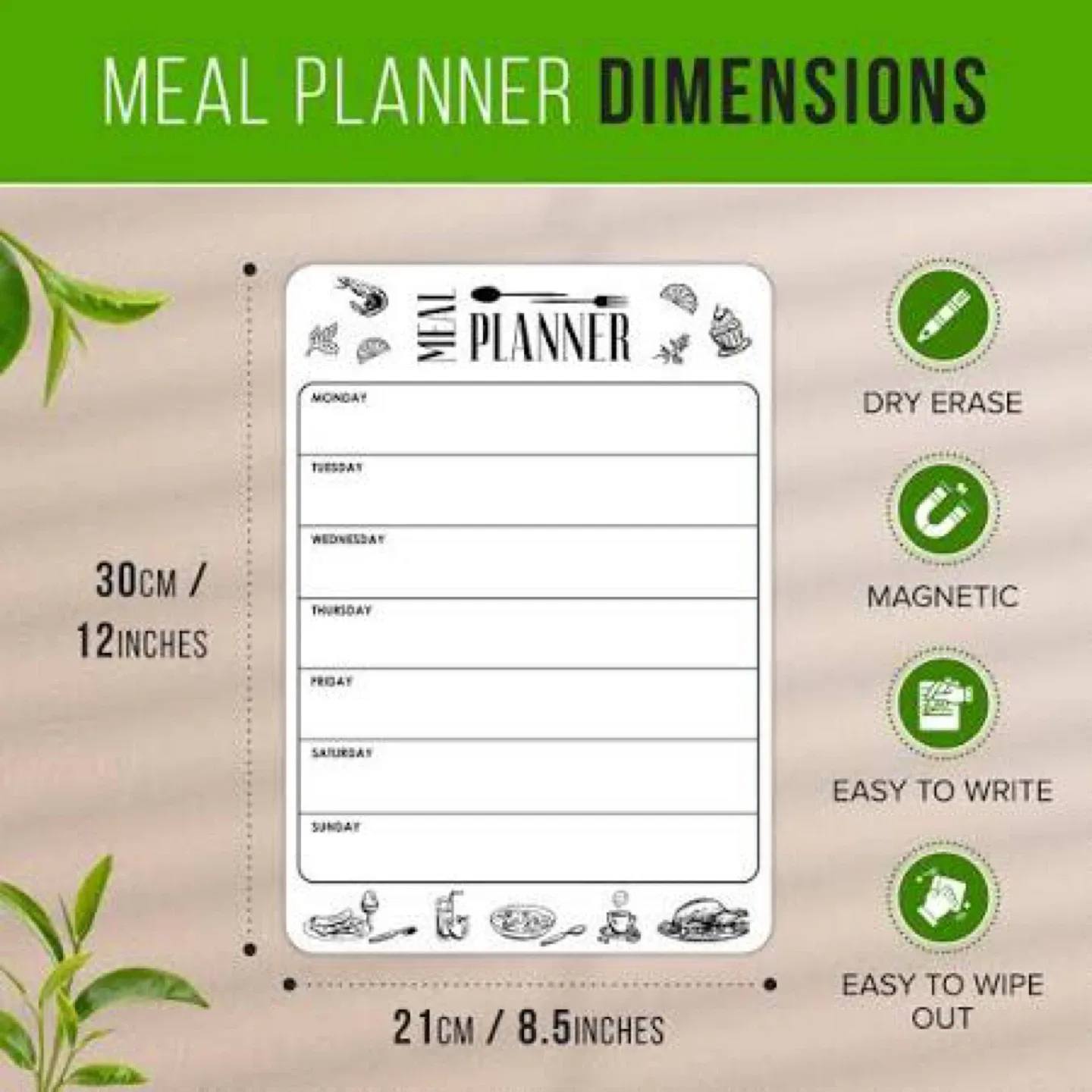 Magnetic meal planner dry erase board nee image indicator(4)