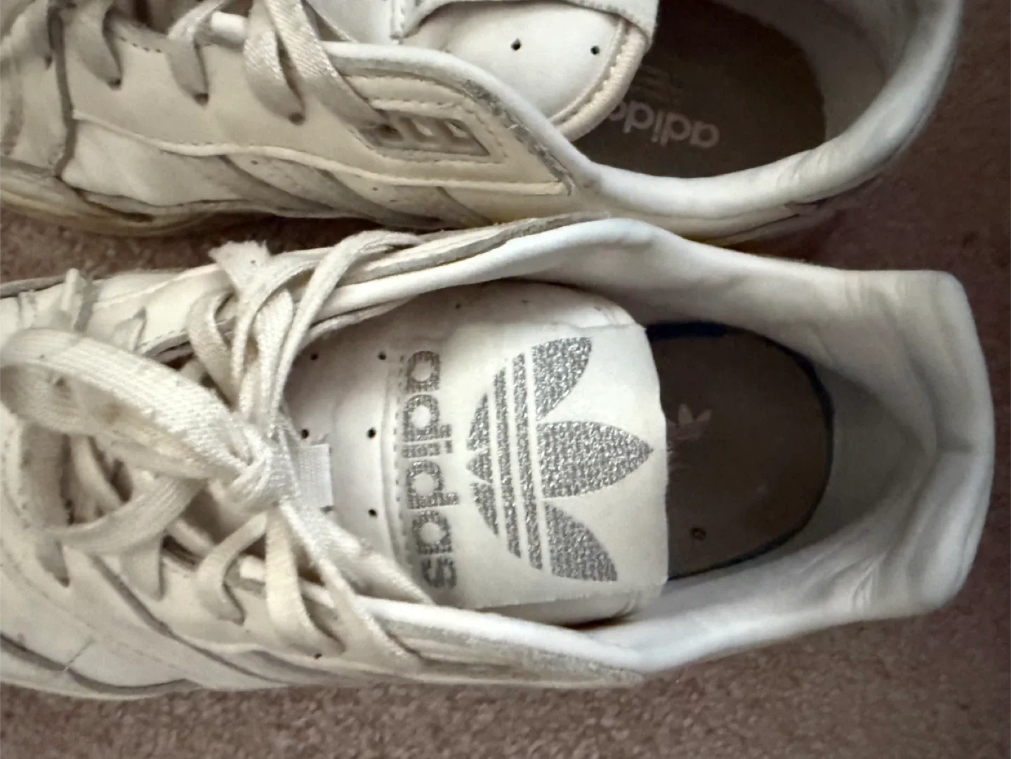 Adidas White Leather Sneakers size 5 image indicator(2)