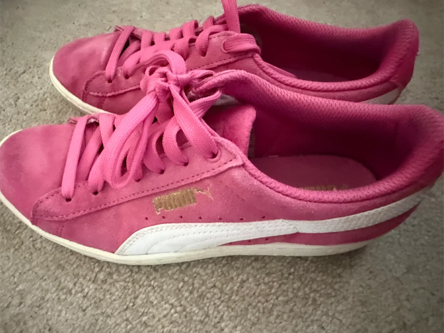 Puma Pink Suede Sneakers - size 6 thumbnail