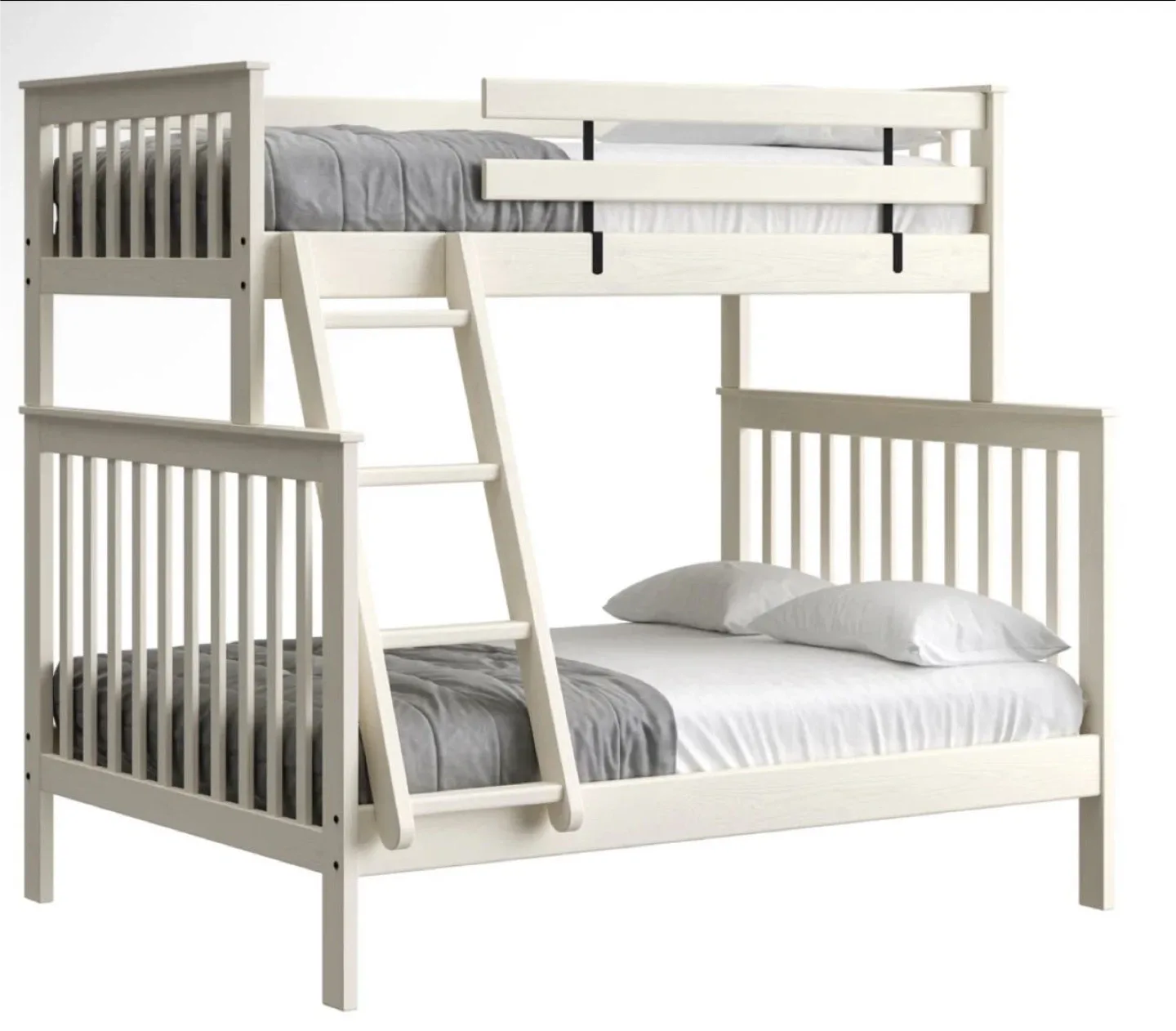 White Wood Bunk Bed with Trundle image indicator(2)
