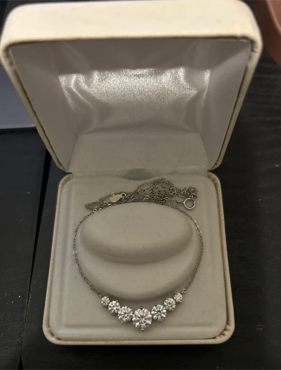 Silver tone necklace with cubic zirconia thumbnail