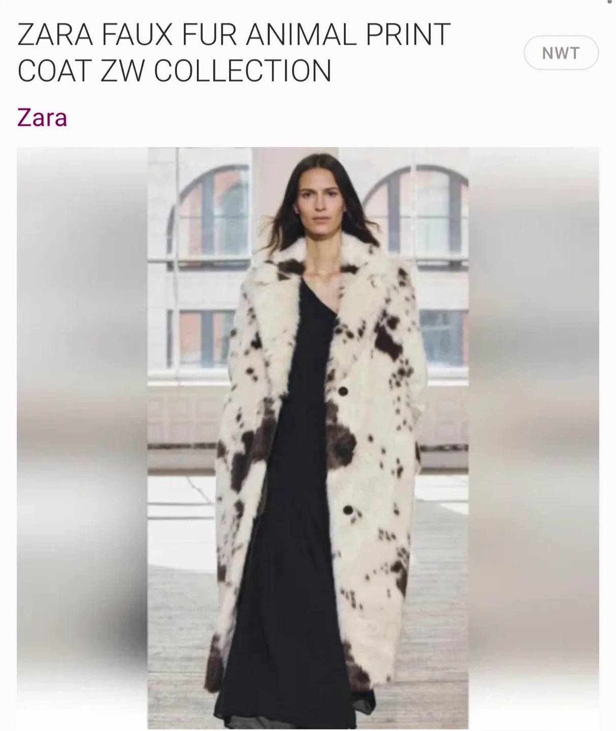 Zara Faux Fur Animal Print Coat ZW Collection Duplicate image indicator(3)