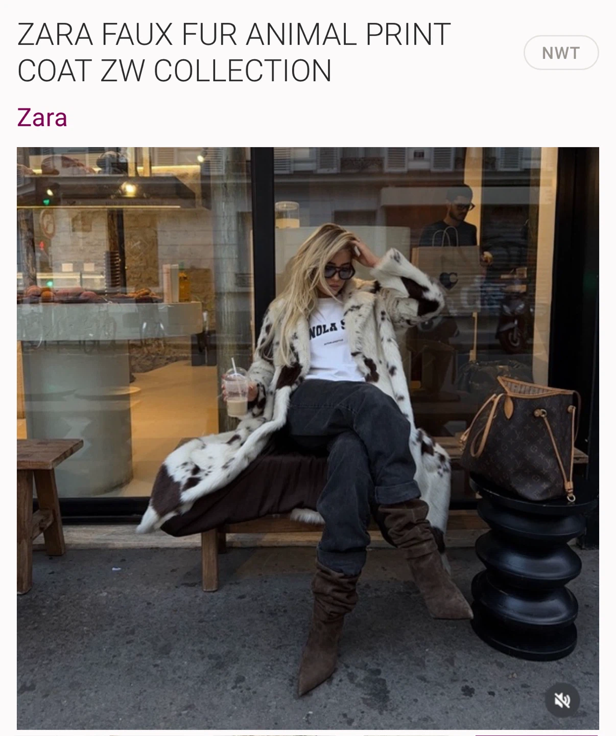 Zara Faux Fur Animal Print Coat ZW Collection Duplicate - photo 4