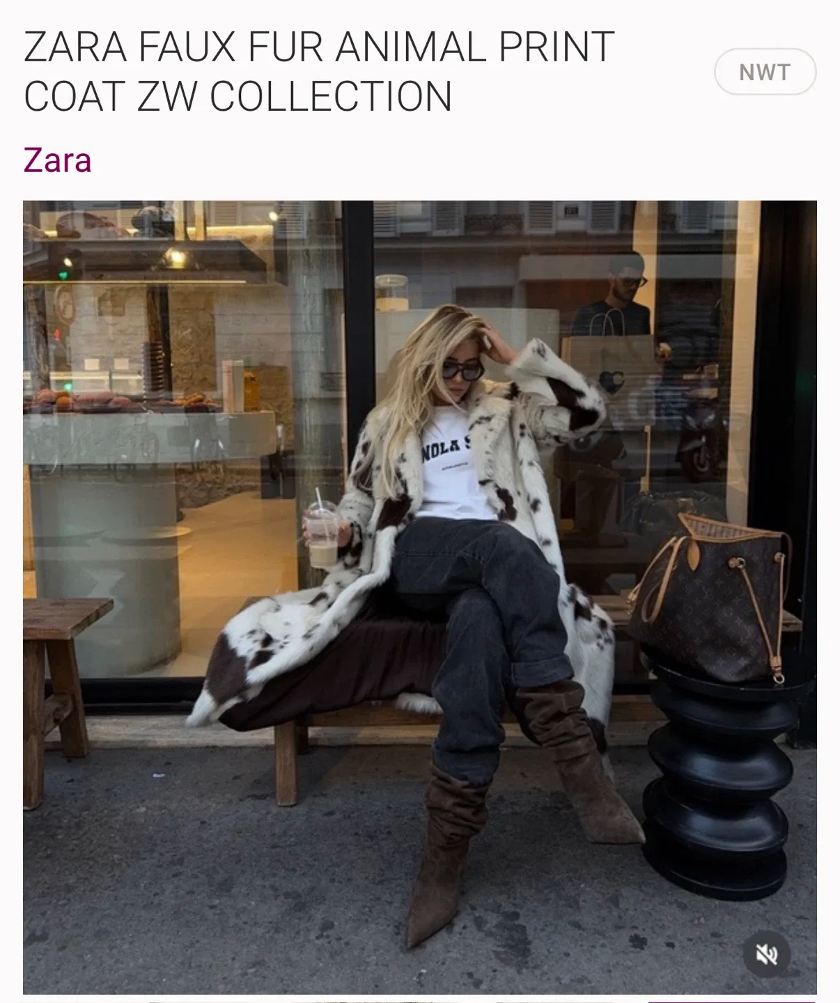 Zara Faux Fur Animal Print Coat ZW Collection Duplicate image indicator(4)