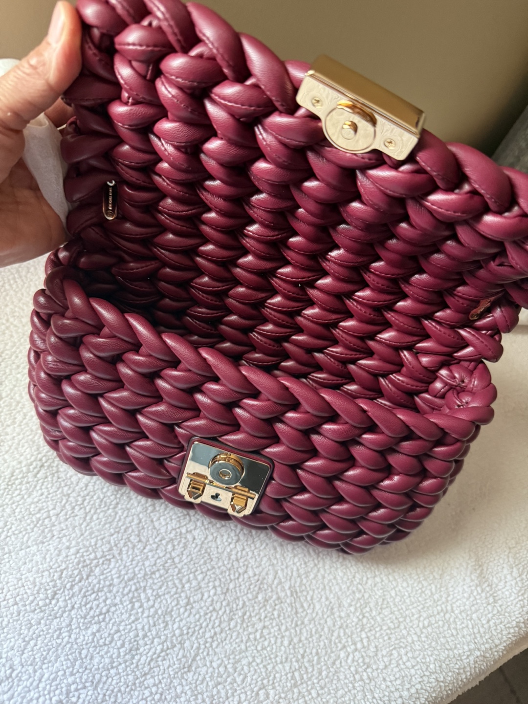 New Michael Kors Tribeca Small Woven Leather Handbag - photo 2
