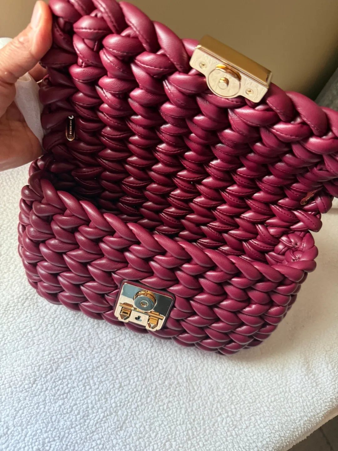 New Michael Kors Tribeca Small Woven Leather Handbag image indicator(2)