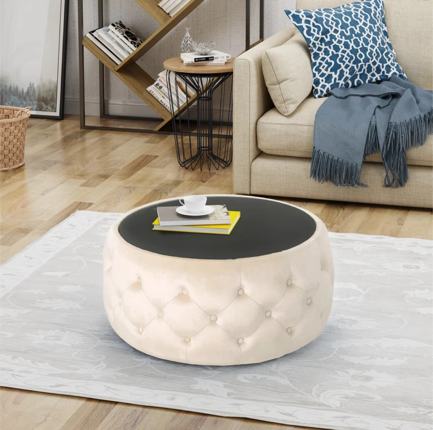 Round Tufted Coffee Table - photo 5