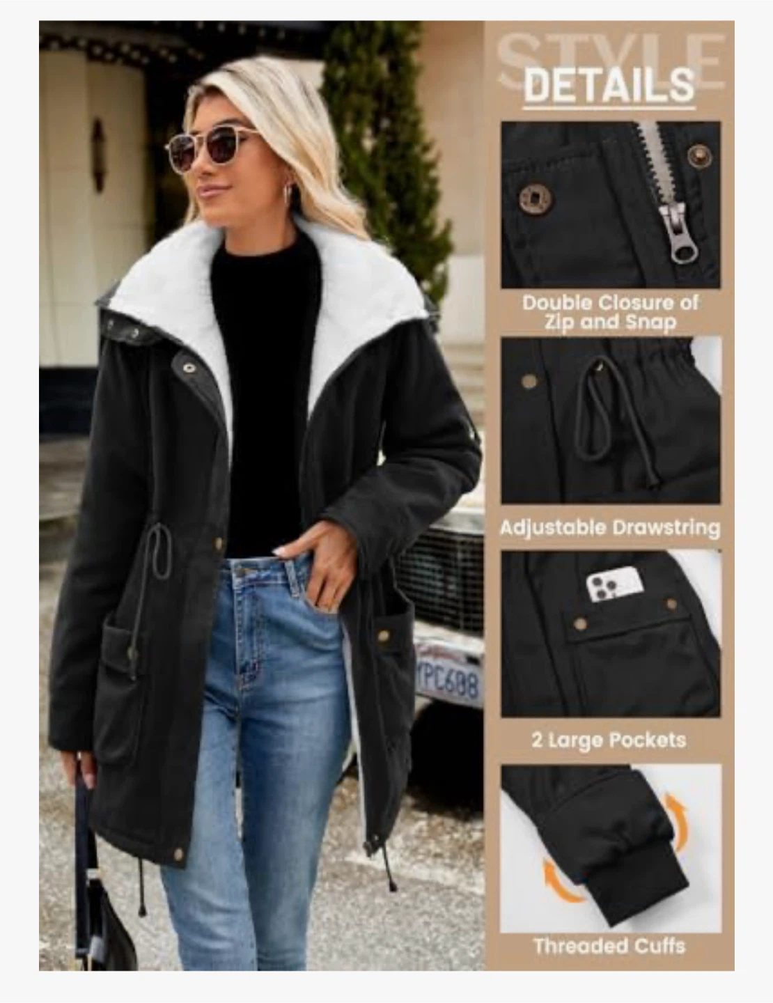NEW! Black Winter Jacket with Fleece Lining - photo 2