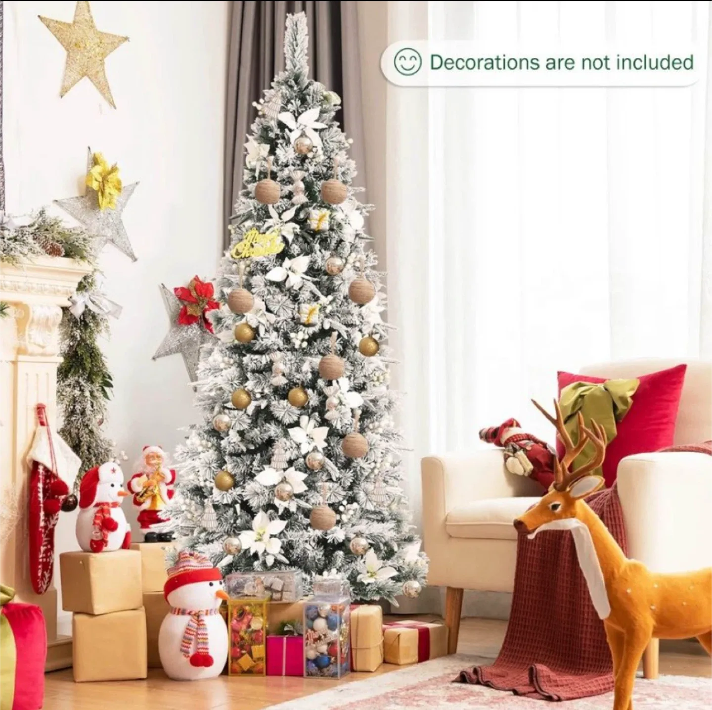 Snow Flocked Pencil Christmas Tree - 7ft image indicator(3)