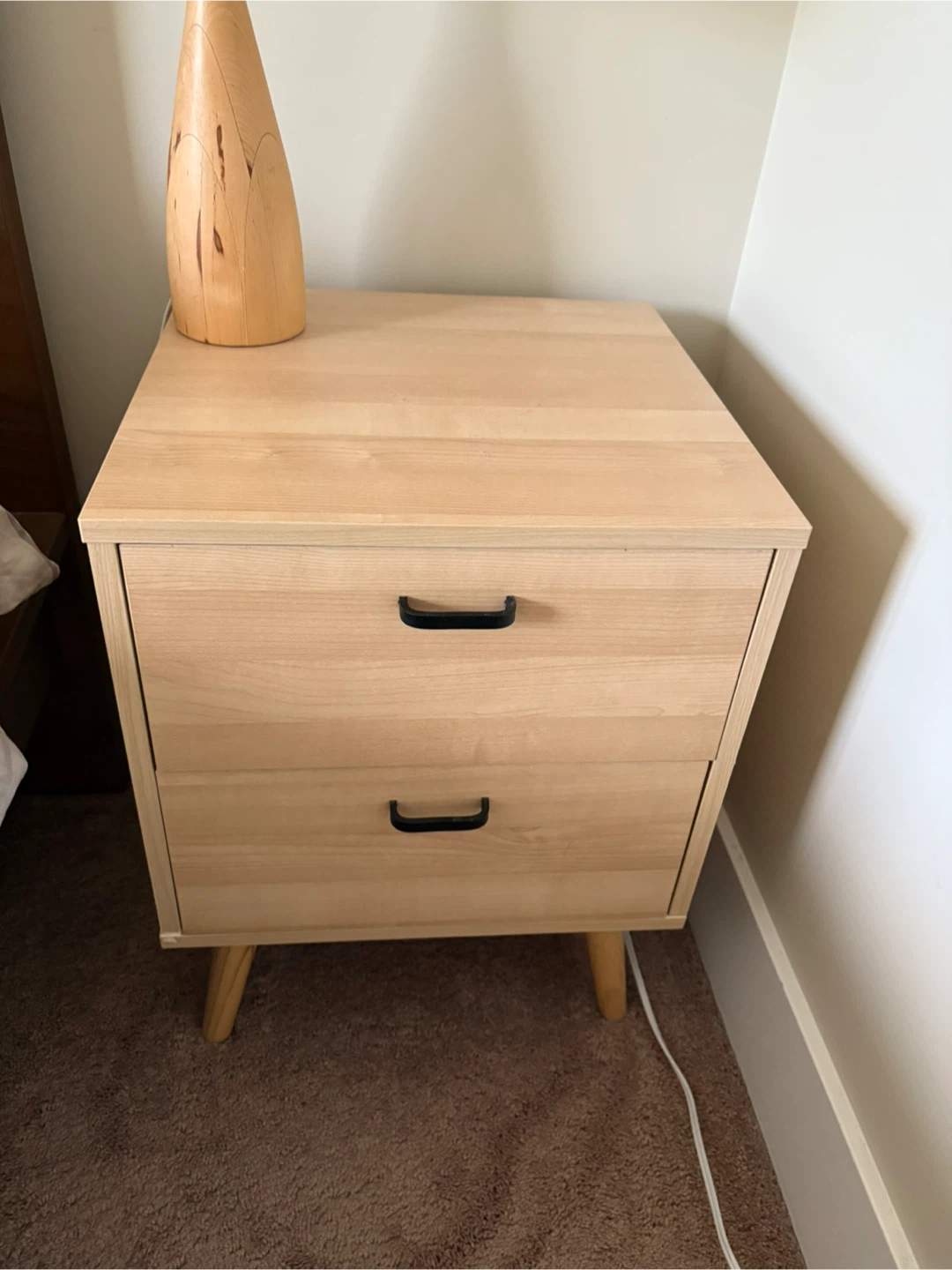 Wood Nightstand with 2 Drawers