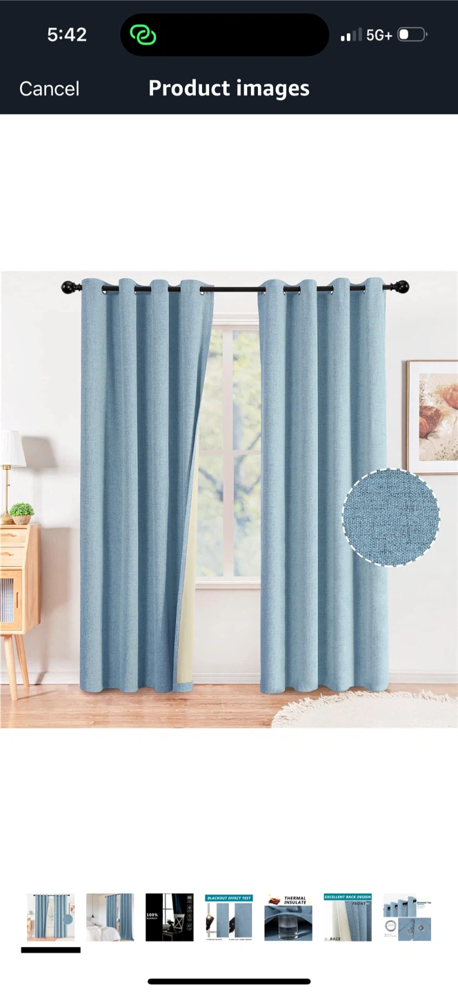 Line Textured Light Blue Blackout Curtains