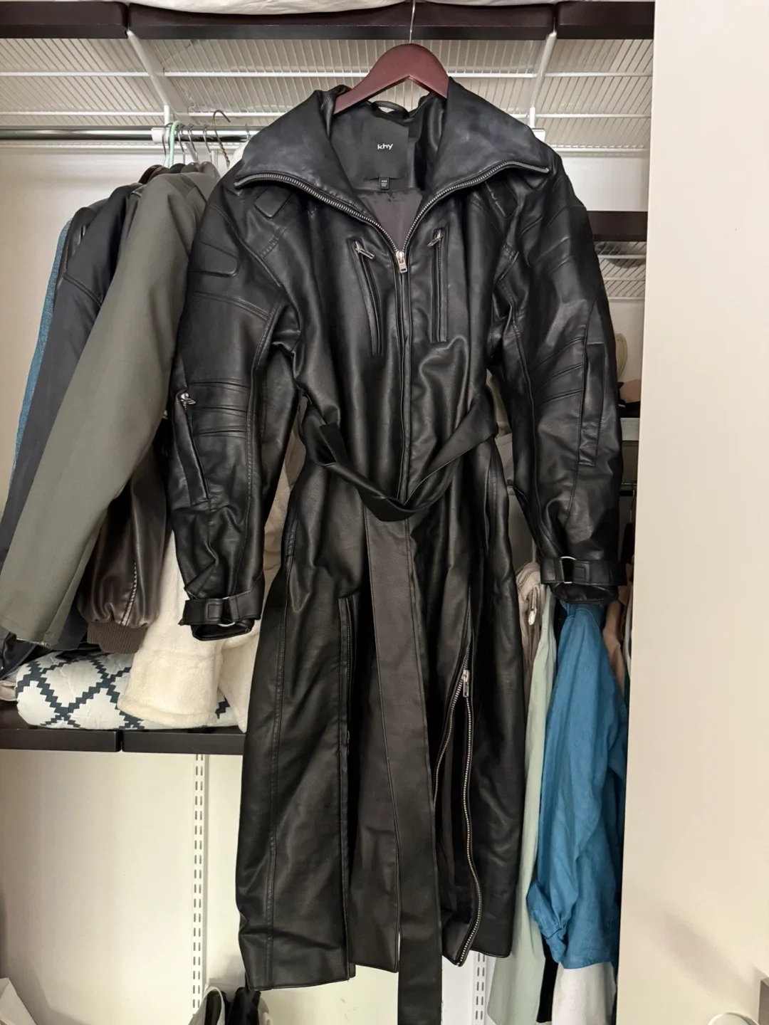 KHY Black Leather Trench Coat image indicator(2)