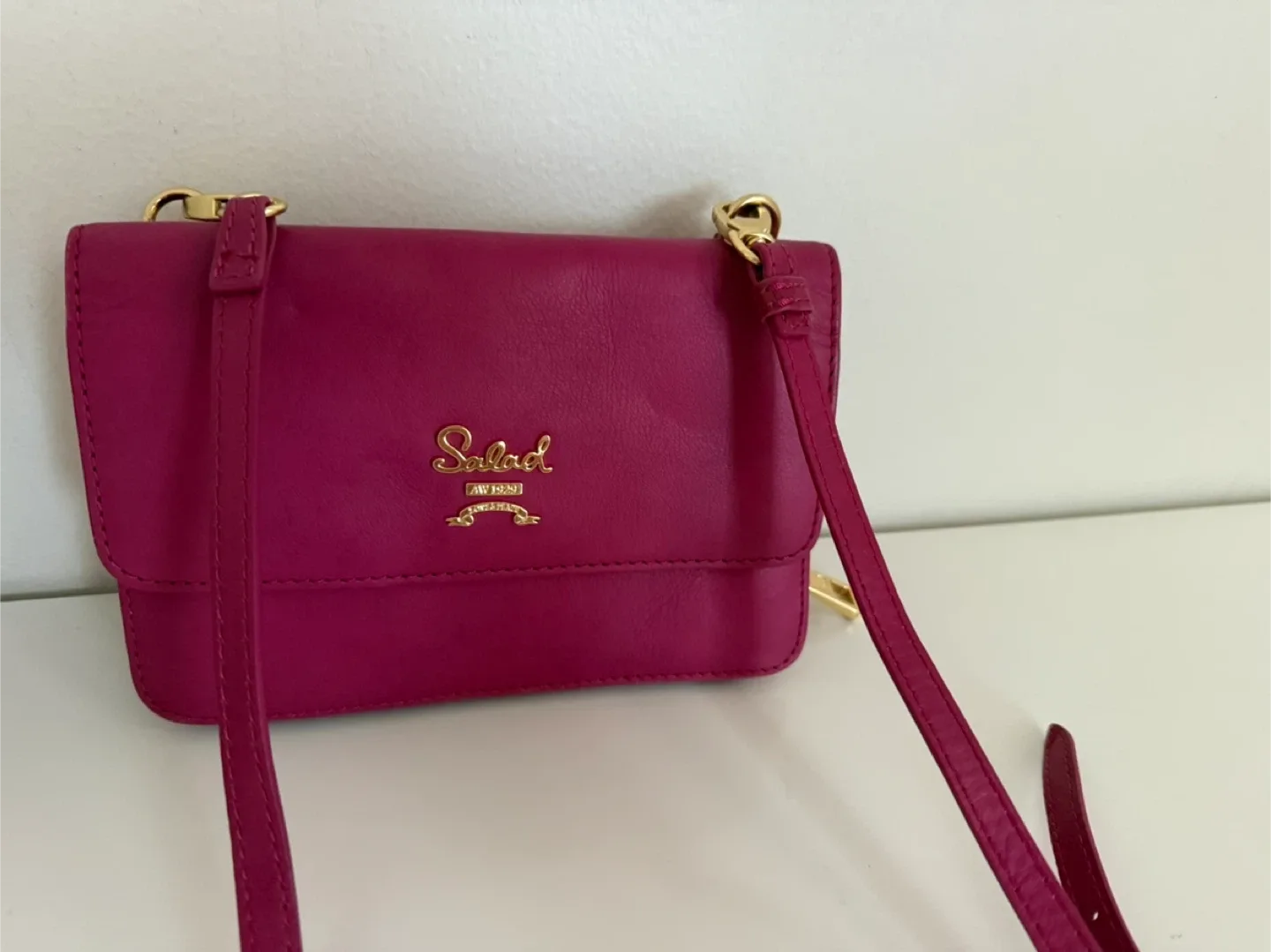 Salad Brand Pink Leather Crossbody Bag thumbnail