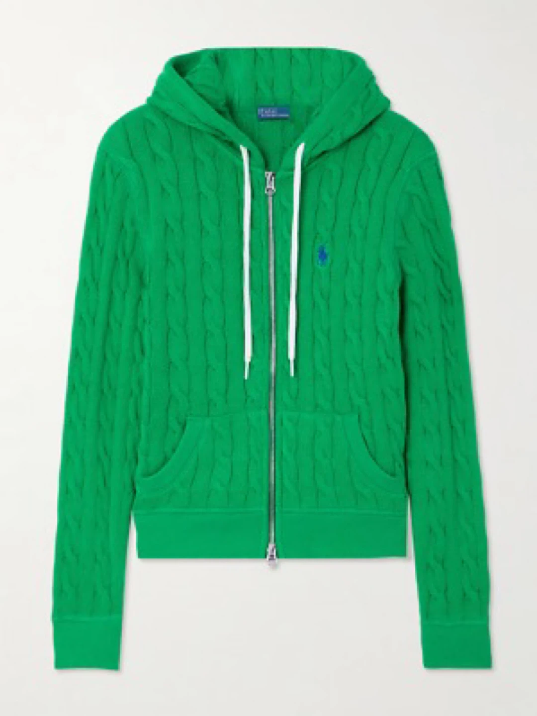 Ralph Lauren Green Cable-Knit Hoodie Cardigan