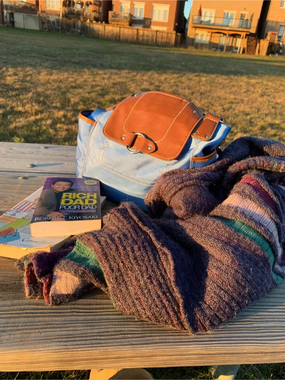 Blue & Brown Backpack Handbag bag image indicator(3)