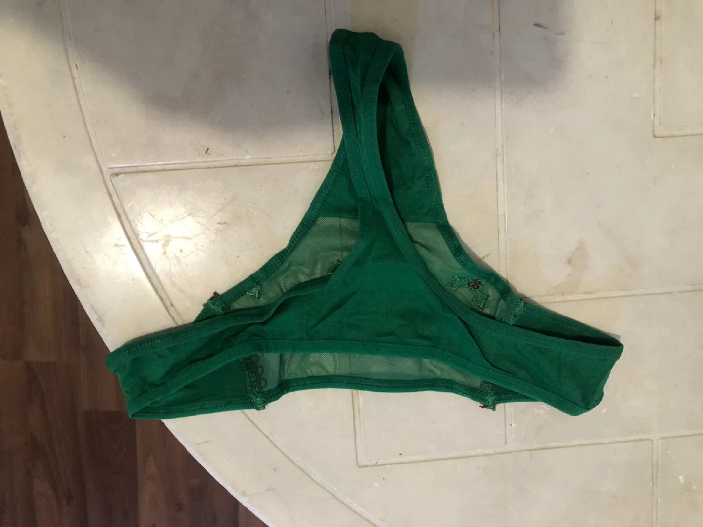 Knotty Green Thong - Size M - New in Package image indicator(2)
