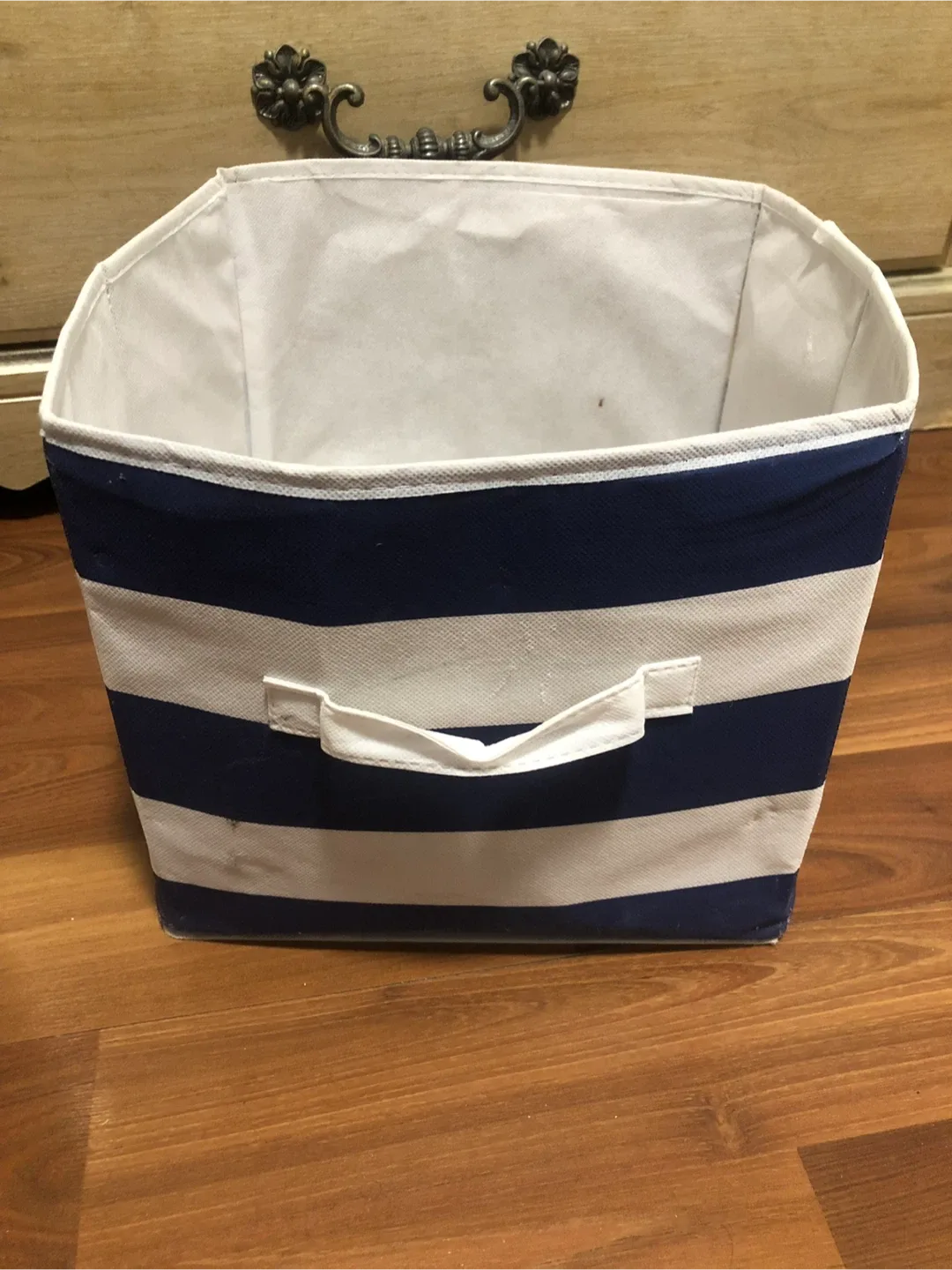 Blue & White Striped Storage Bin thumbnail
