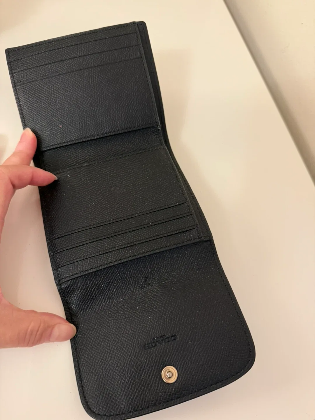 Coach Black Leather Trifold Wallet image indicator(2)