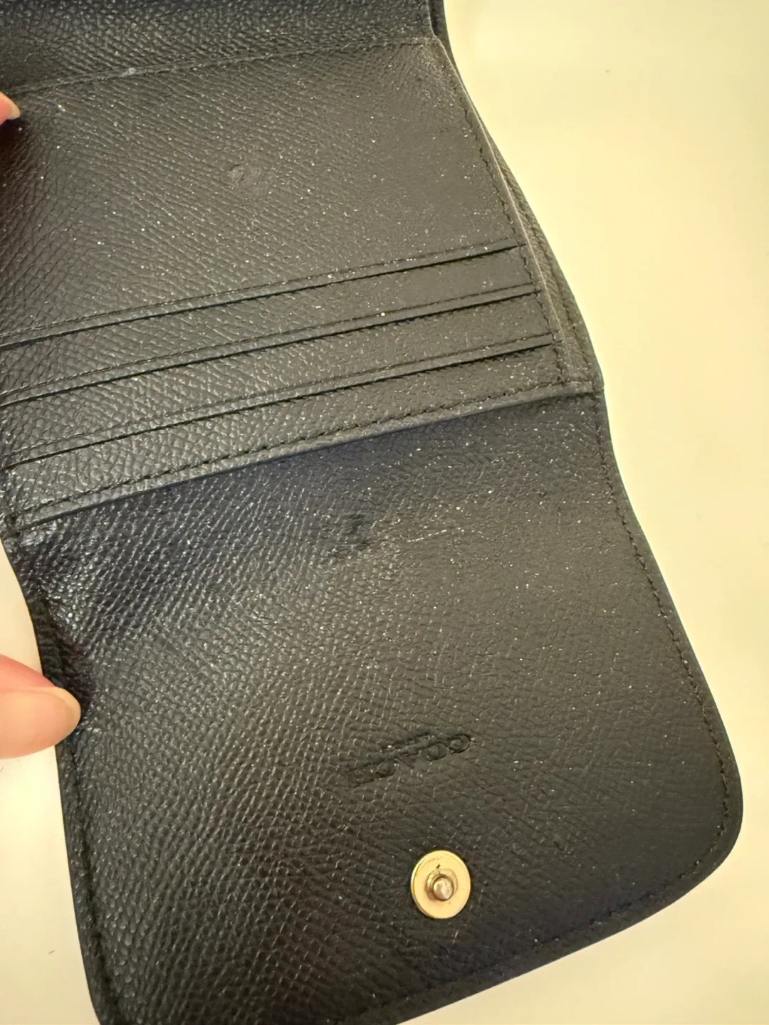 Coach Black Leather Trifold Wallet image indicator(3)