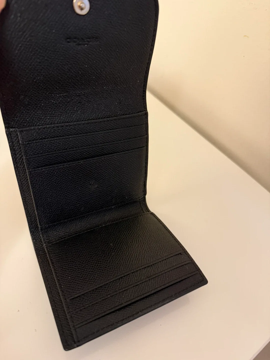 Coach Black Leather Trifold Wallet image indicator(8)