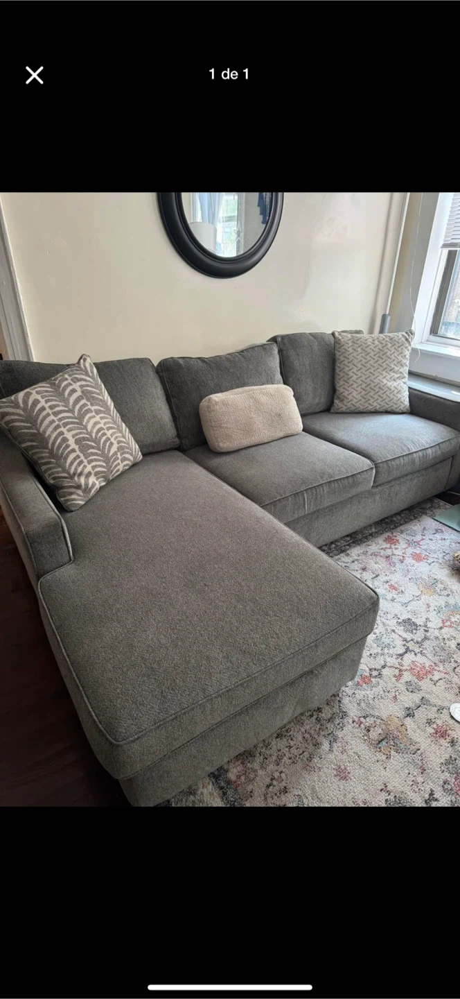 Gray Sectional Sofa with Chaise Lounge