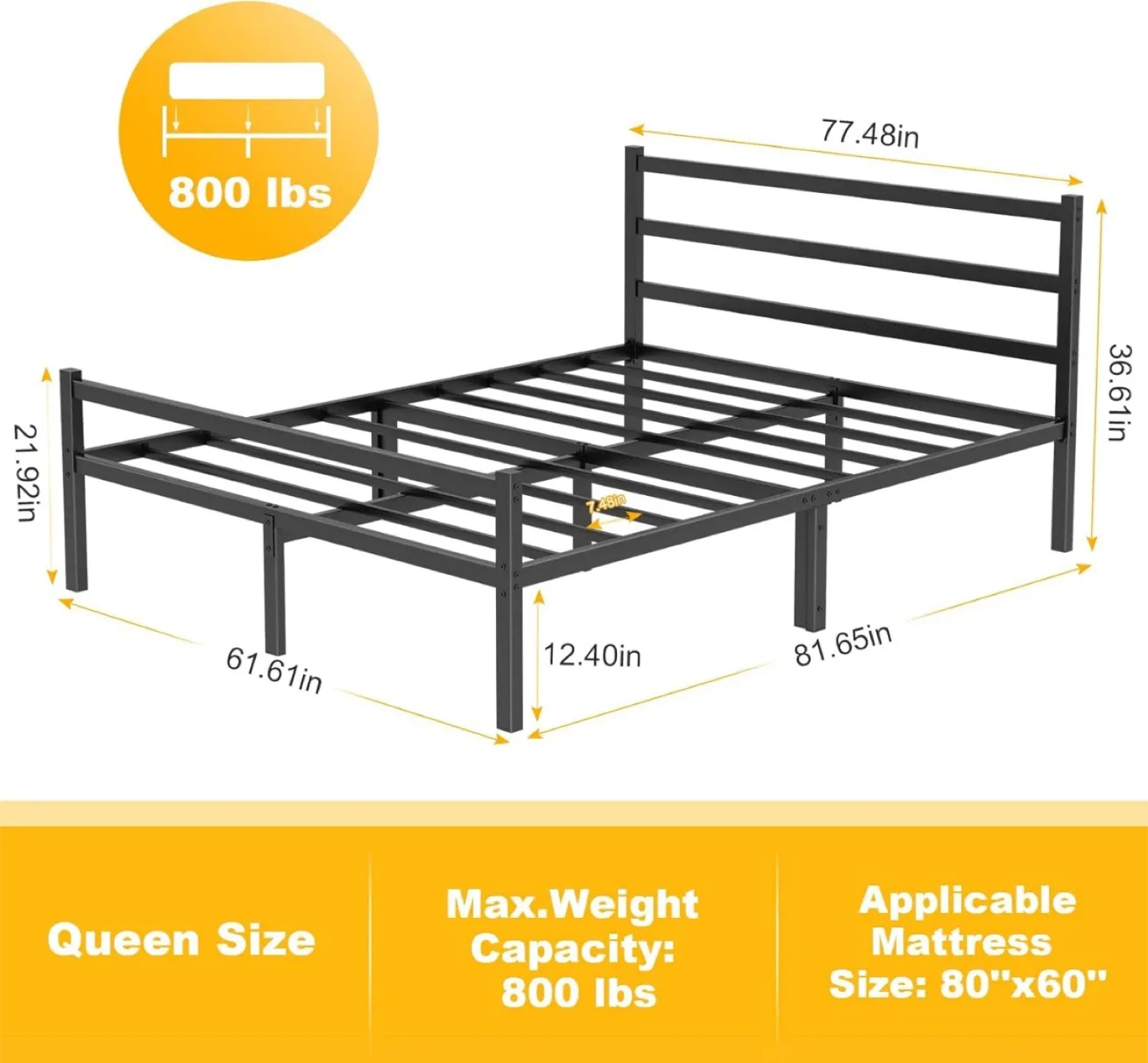 Queen Size Metal Bed Frame image indicator(3)