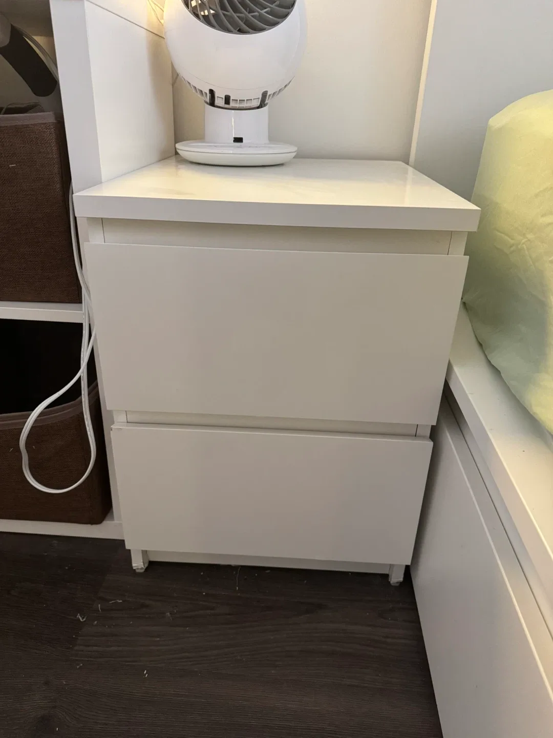 IKEA MALM White Bedside Table with Two Drawers