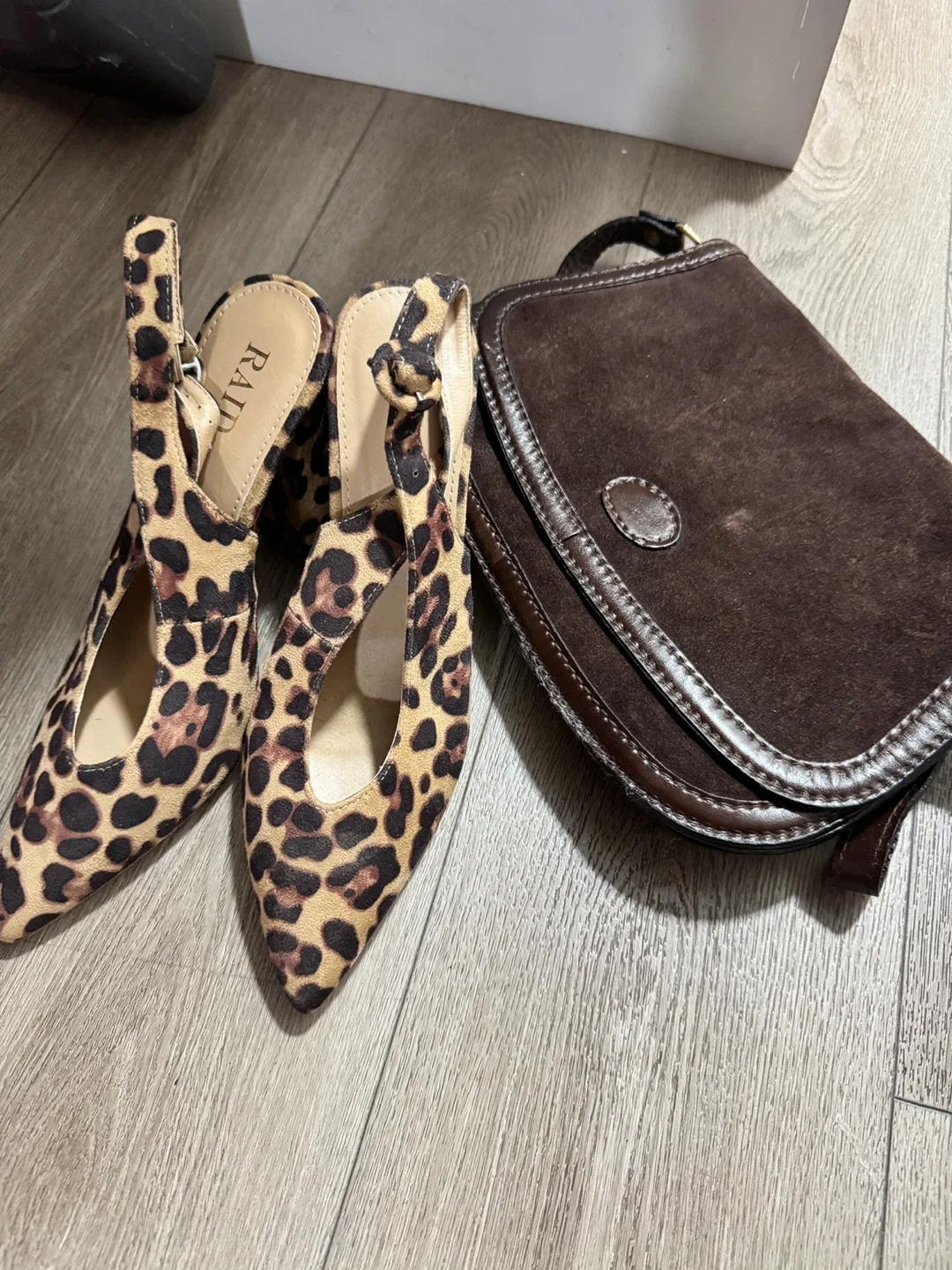 RAID Leopard Print Heels &Brown Bag thumbnail