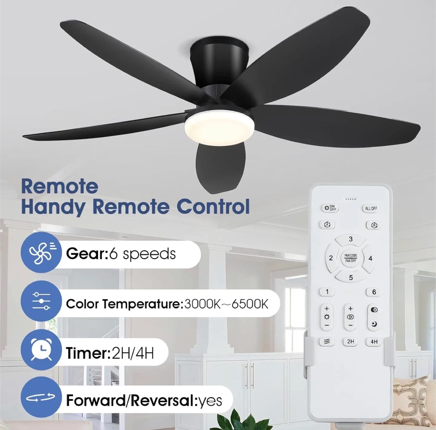 Surtime 42" Ceiling Fan Light & Remote/App Control ndoor/Outdoor image indicator(5)