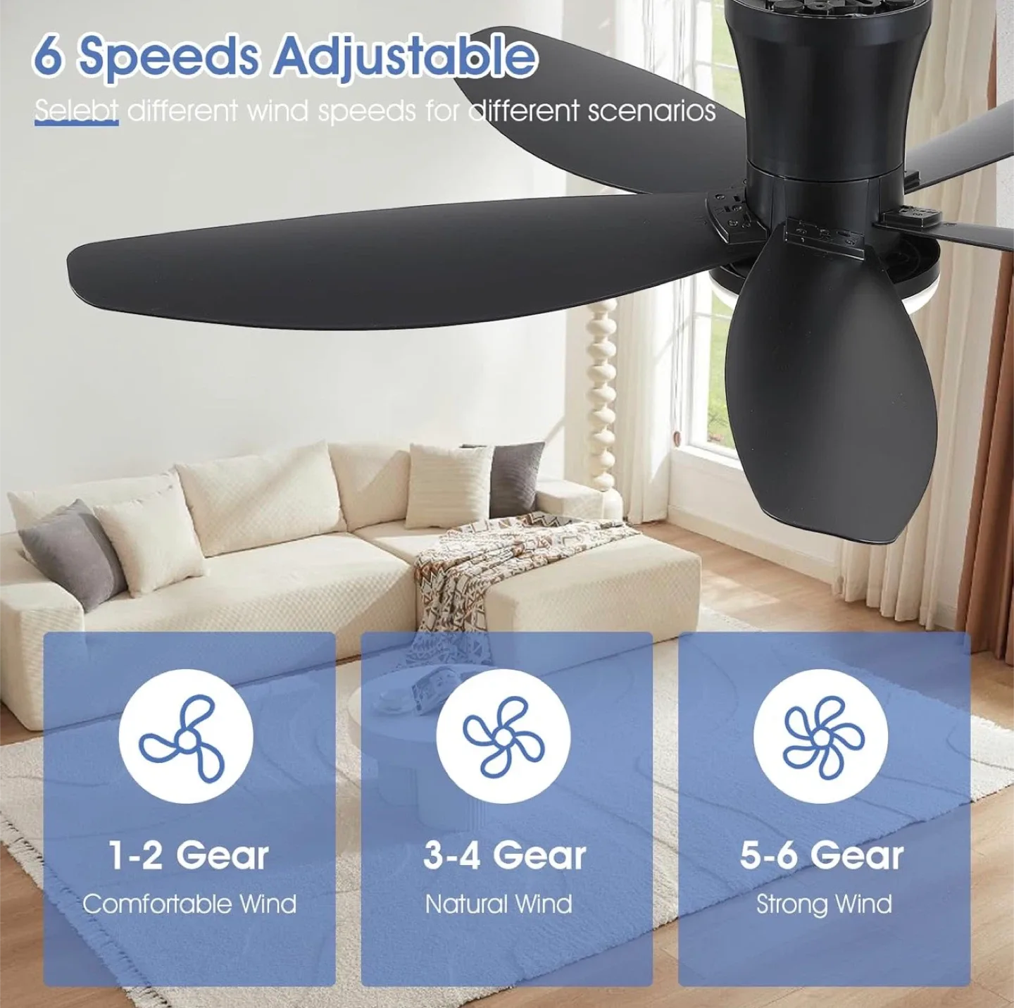 Surtime 42" Ceiling Fan Light & Remote/App Control ndoor/Outdoor image indicator(8)