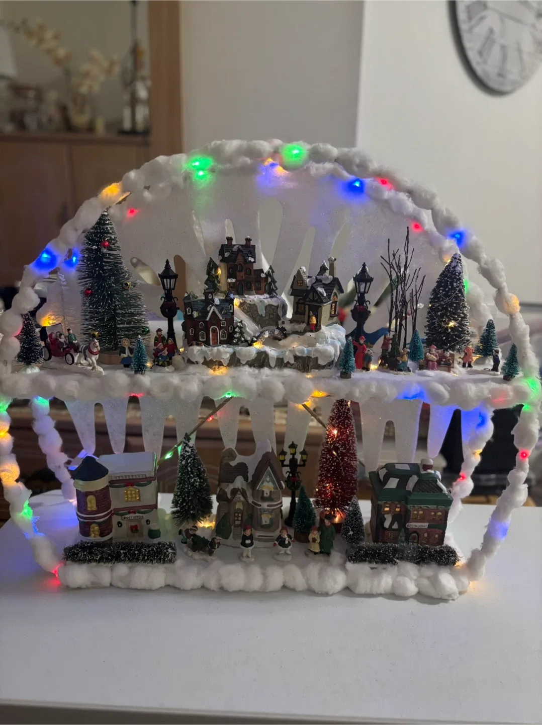 2 tier Christmas Village Display with Lights thumbnail