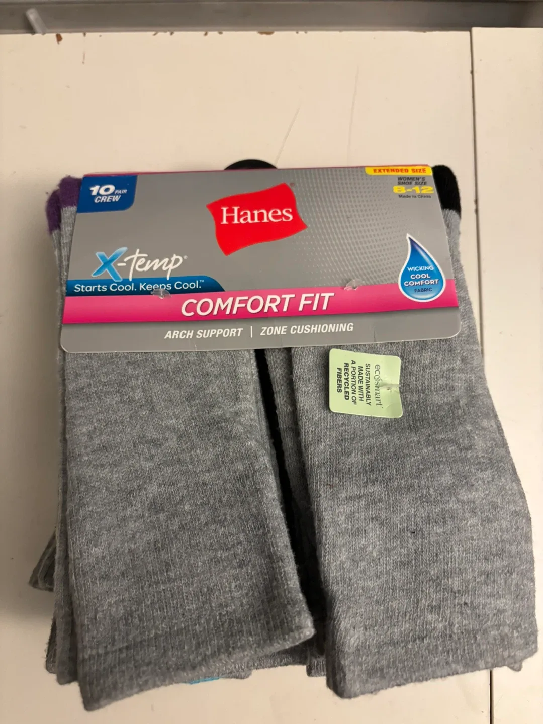 Hanes X-Temp Comfort Fit Crew Socks, 10 Pairs thumbnail