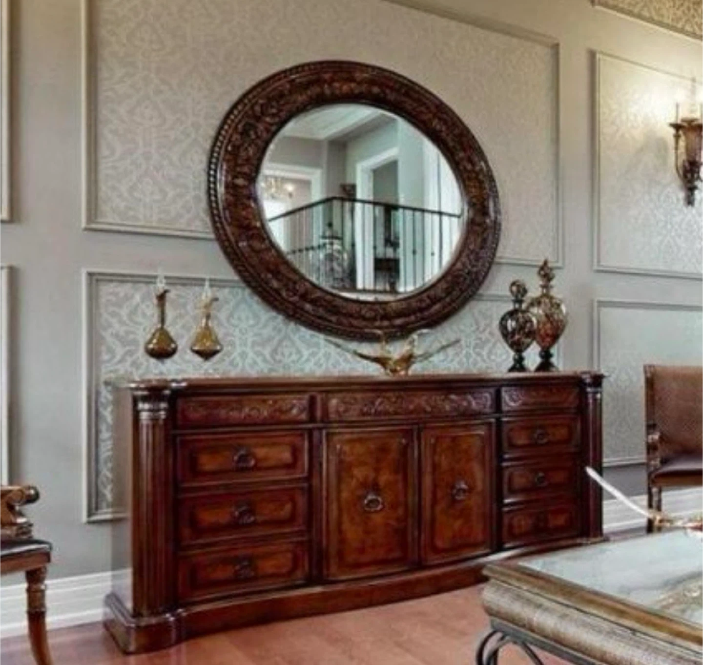 Elegant solid Wood Buffet with a mirror