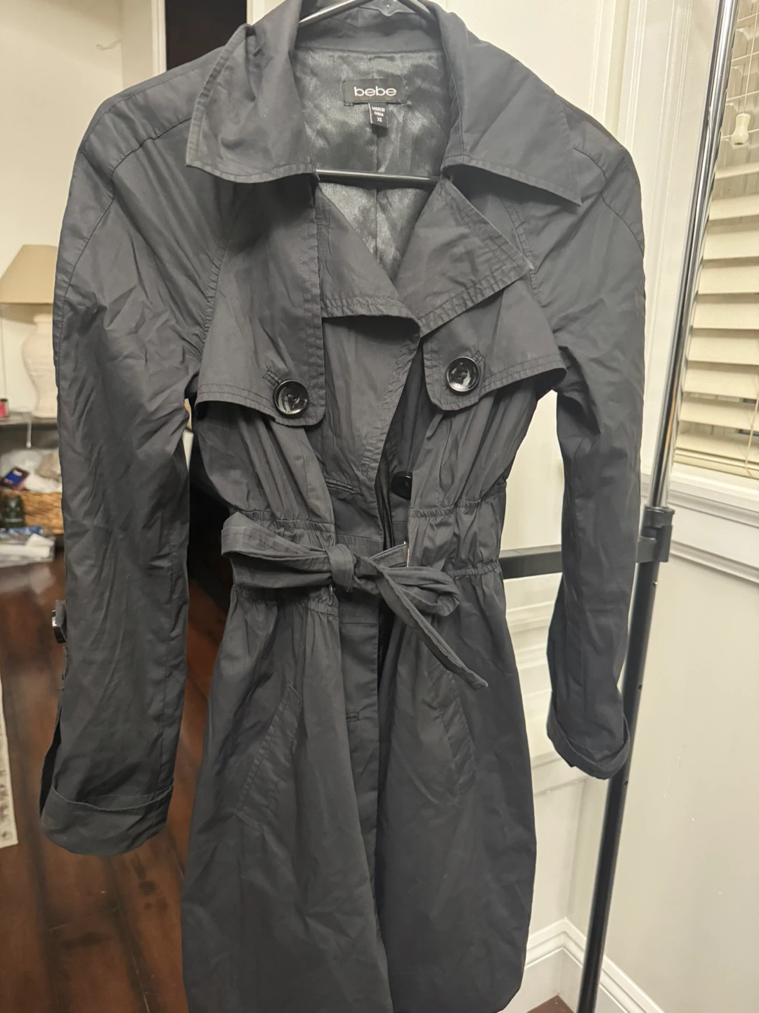 Bebe Black Trench Coat - Size XS