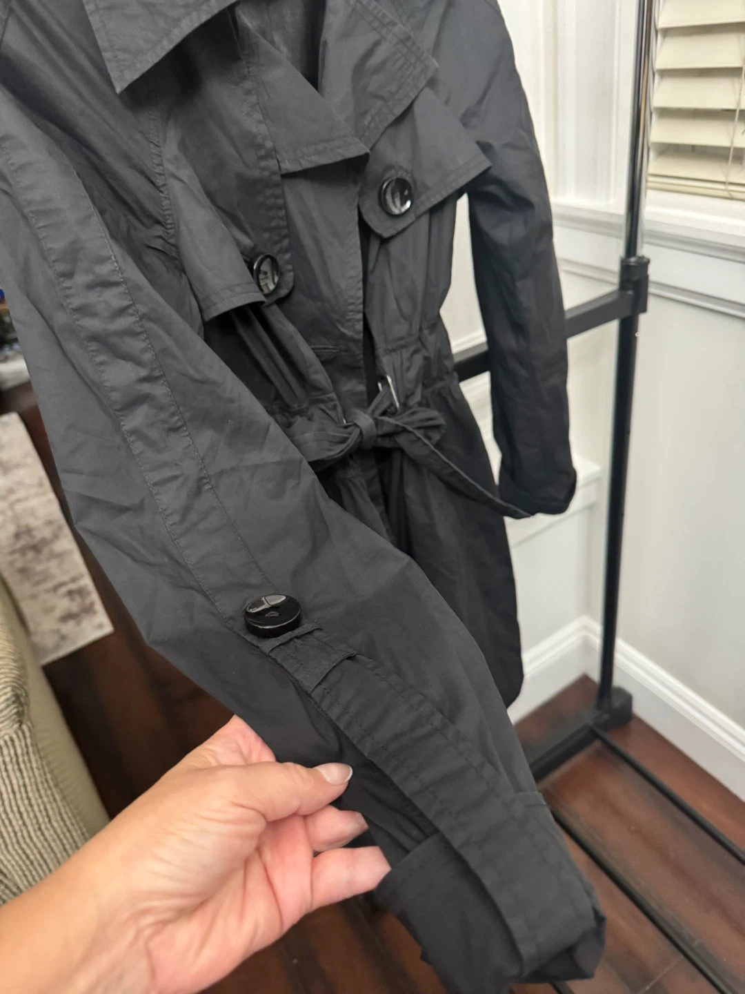 Bebe Black Trench Coat - Size XS - photo 3