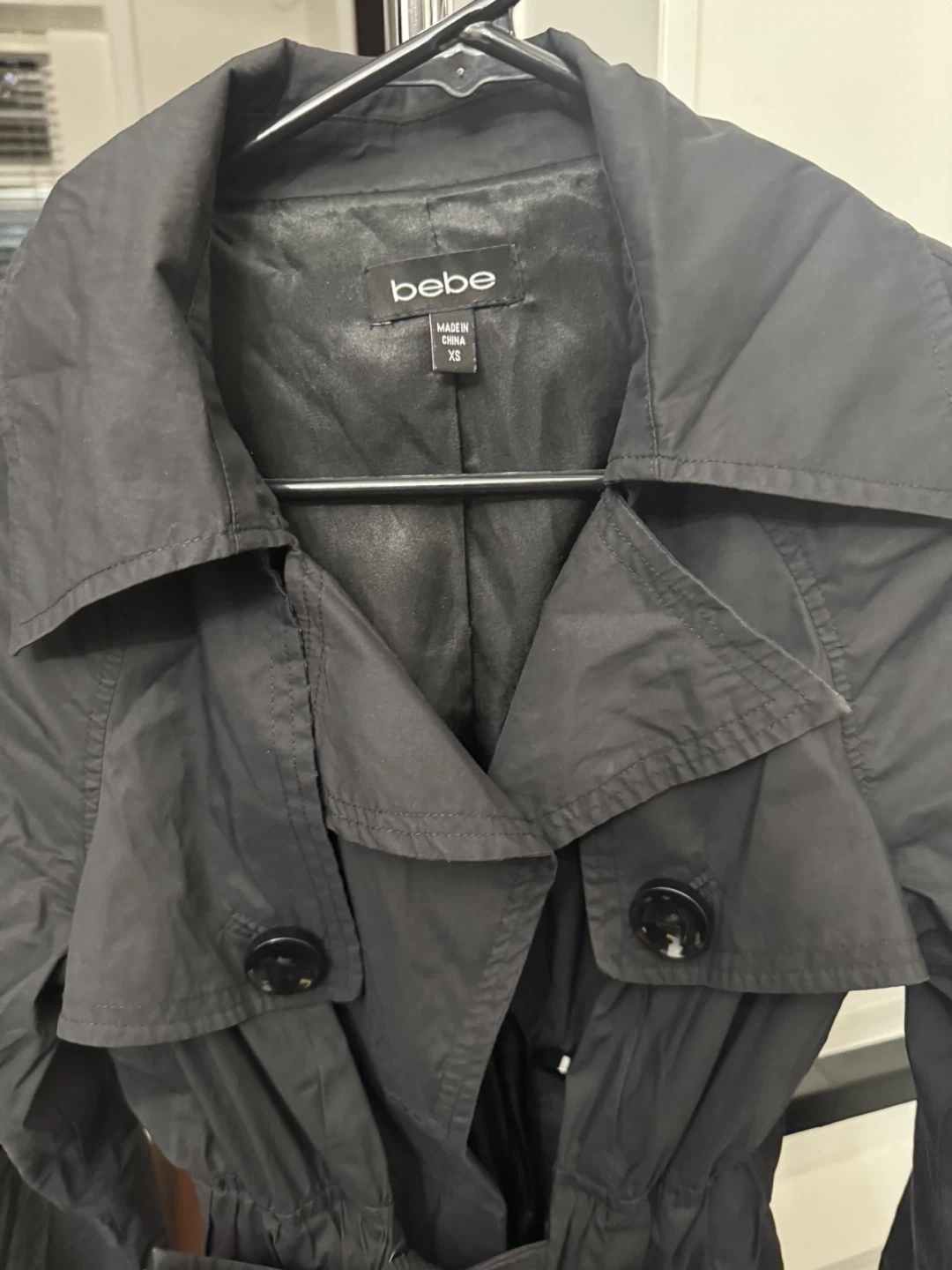 Bebe Black Trench Coat - Size XS - photo 5