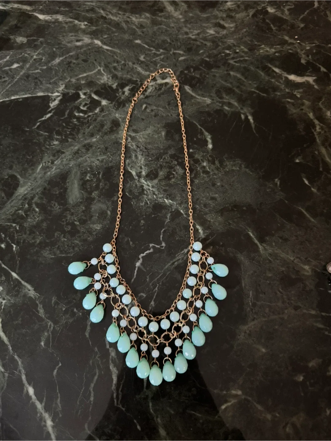 Teal Beaded Fashion Necklace - Never worn thumbnail