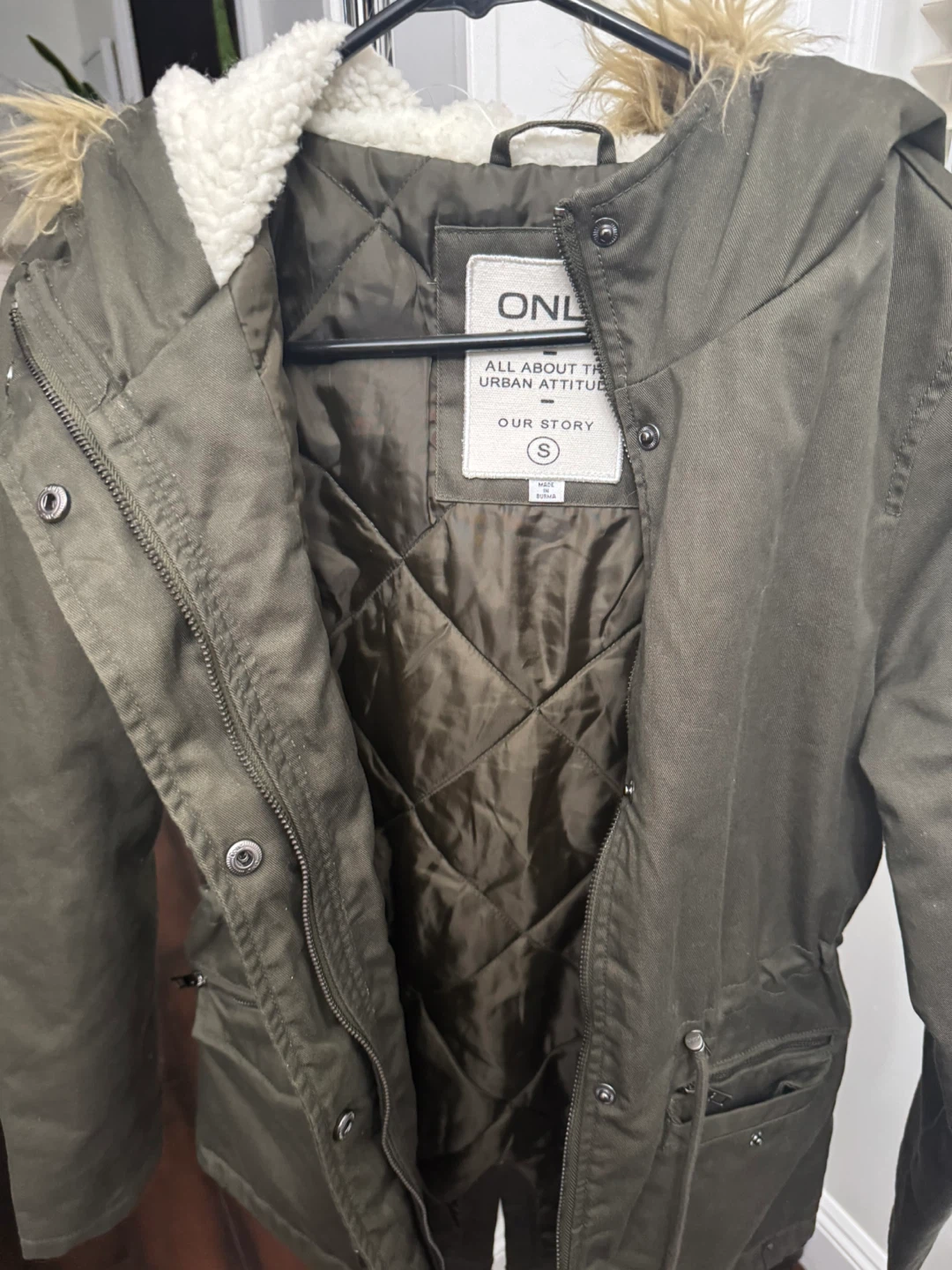 ONLY Olive Green Winter Parka - Size S - photo 3