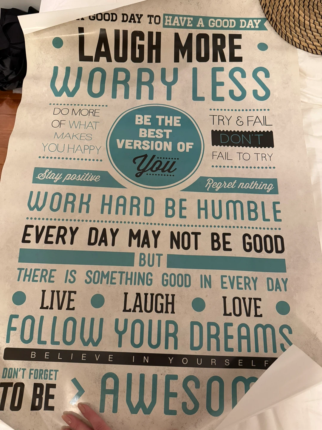 Inspirational Quote Poster: Laugh More, Worry Less