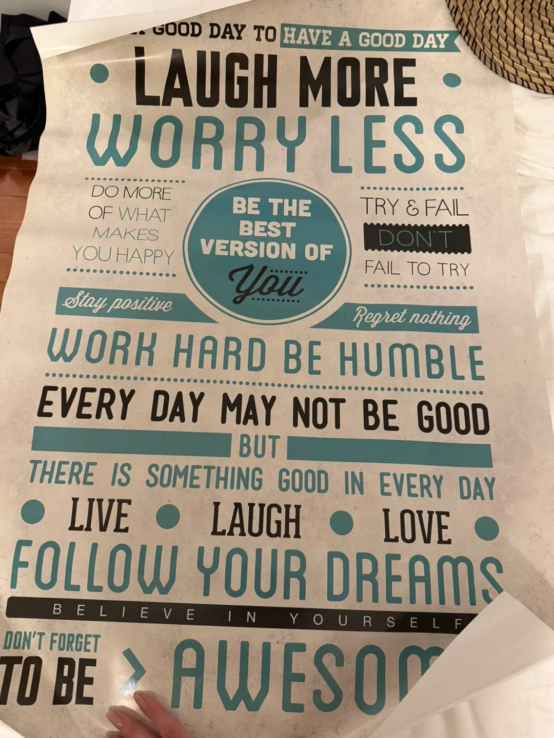 Inspirational Quote Poster: Laugh More, Worry Less