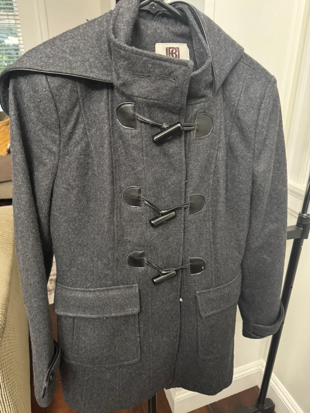 Laundry by Shelli Segal Grey Wool Duffle Coat
