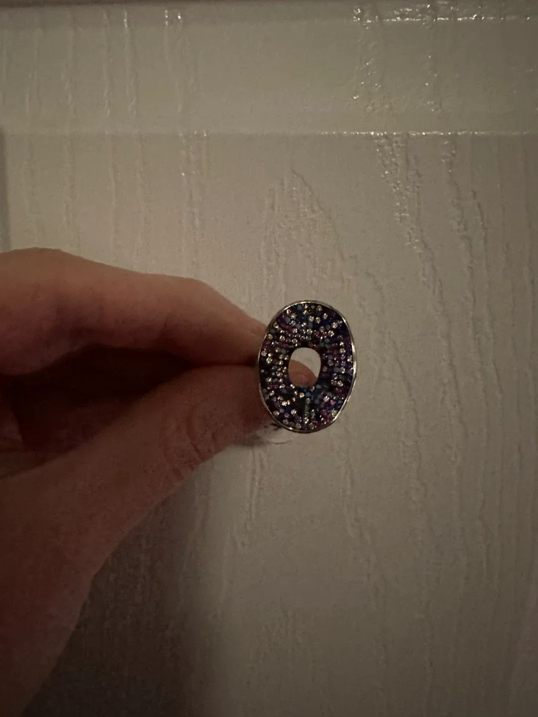 Oval Ring with Multi-coloured Stones sterling silver 925 size 6 image indicator(2)