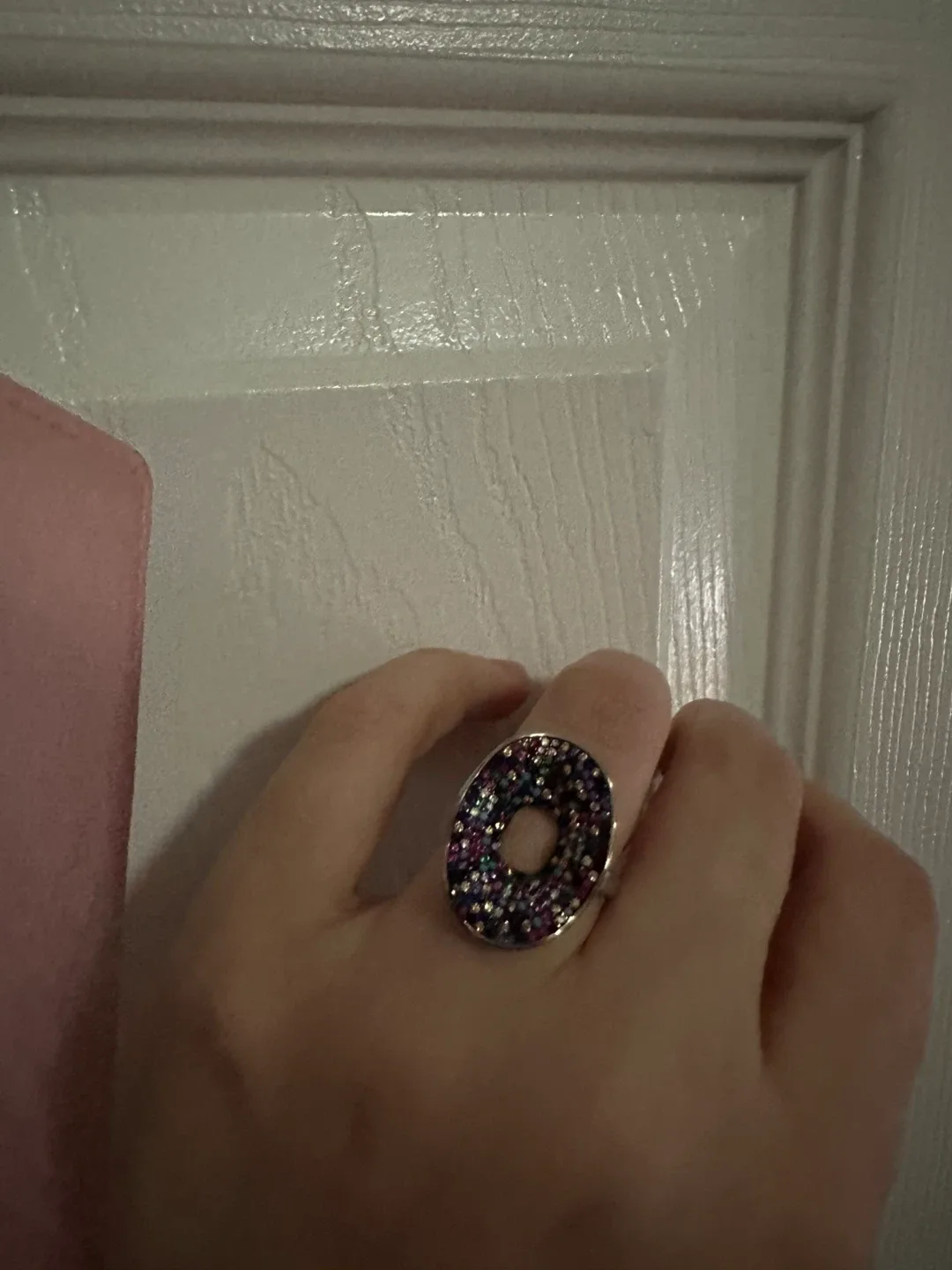 Oval Ring with Multi-coloured Stones sterling silver 925 size 6 image indicator(4)