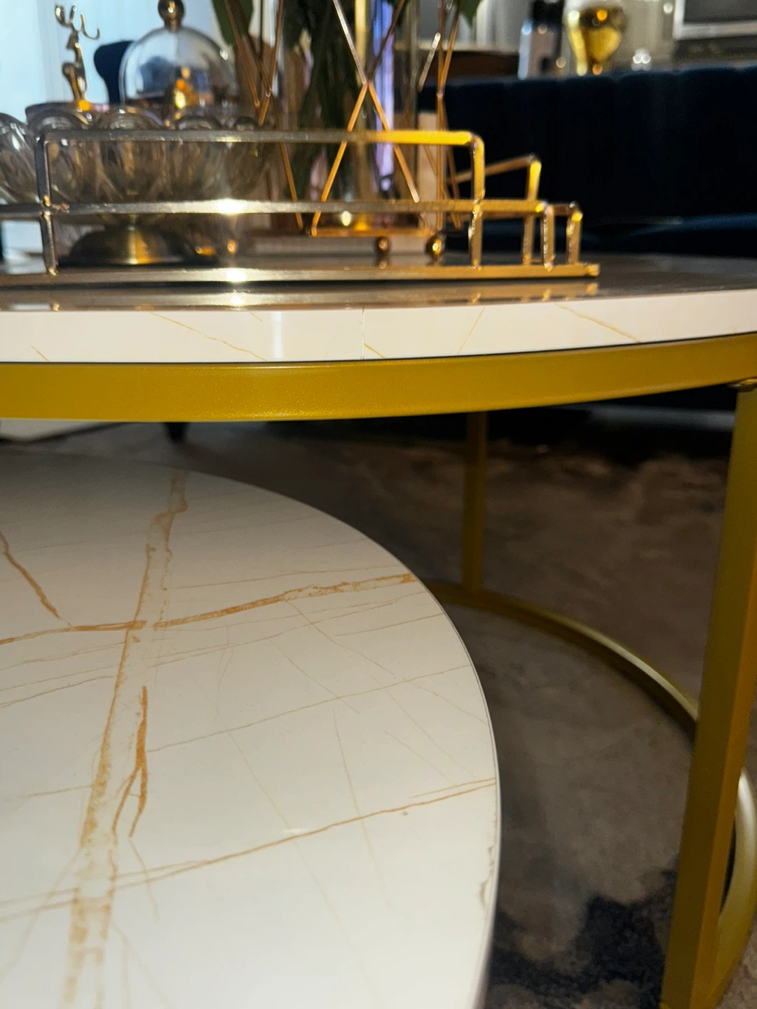Round Nesting Coffee Table Set - White & Gold - photo 2