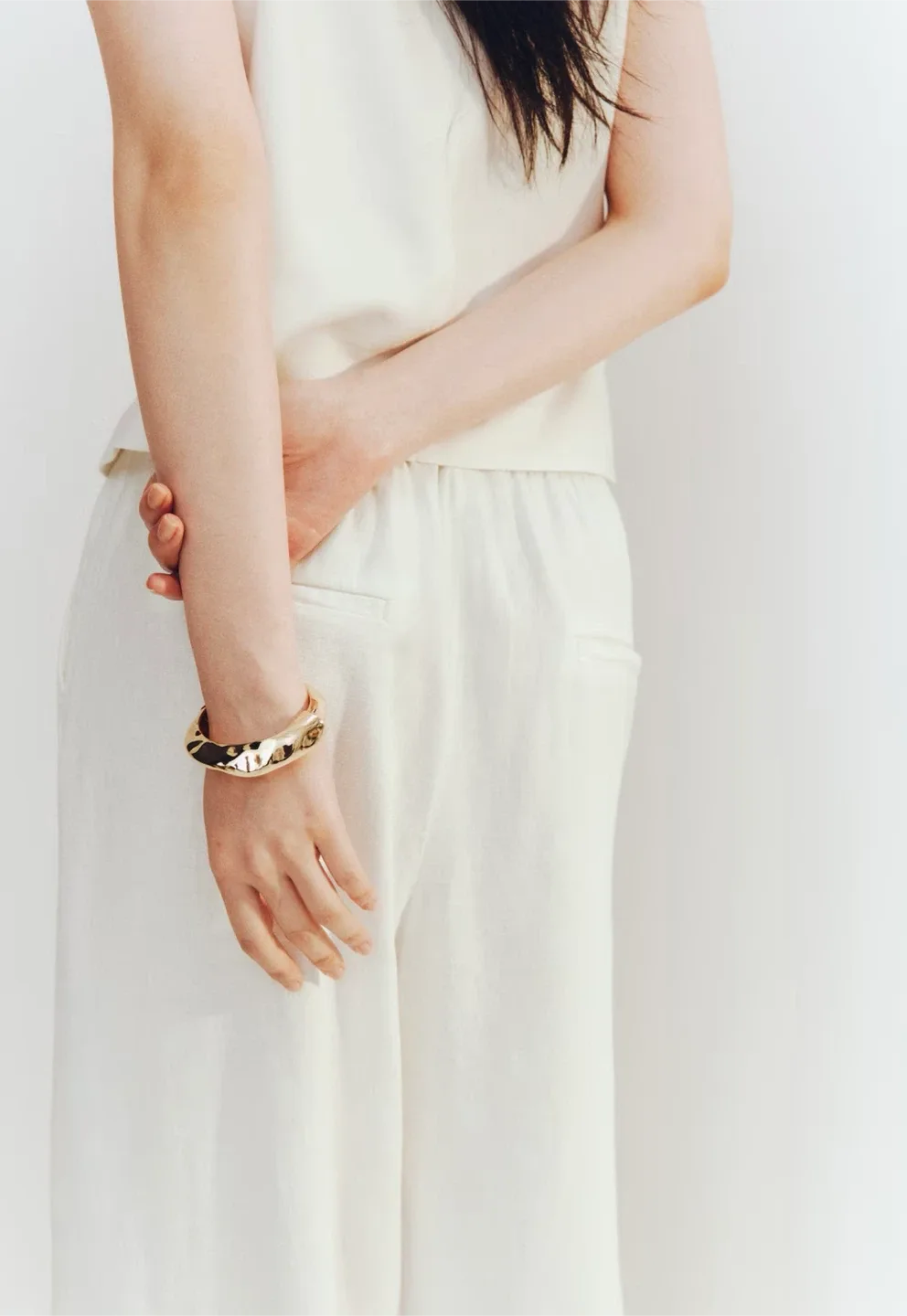 Off-White Linen Blend Wide Leg Pants image indicator(3)