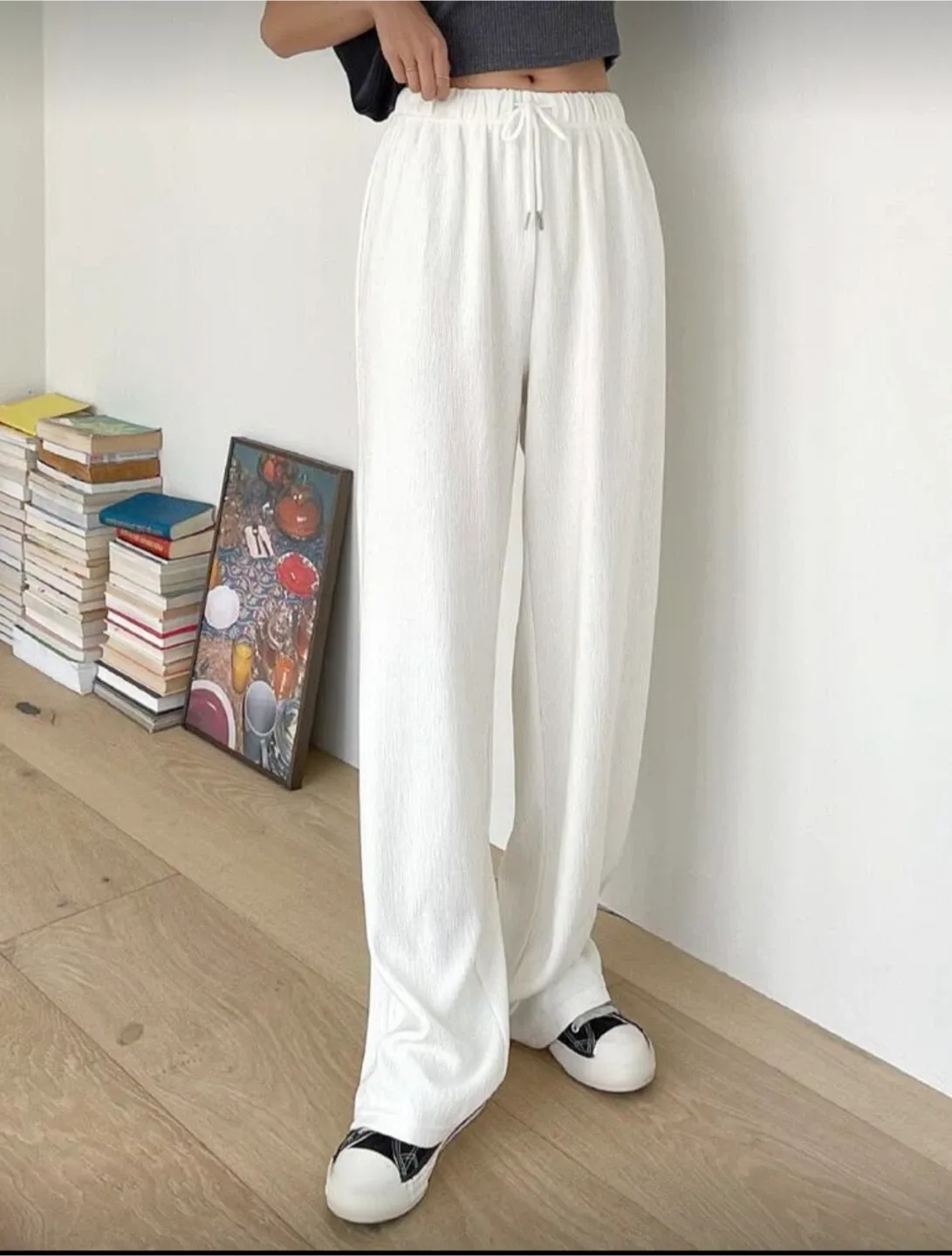 Off-White Linen Blend Wide Leg Pants image indicator(6)