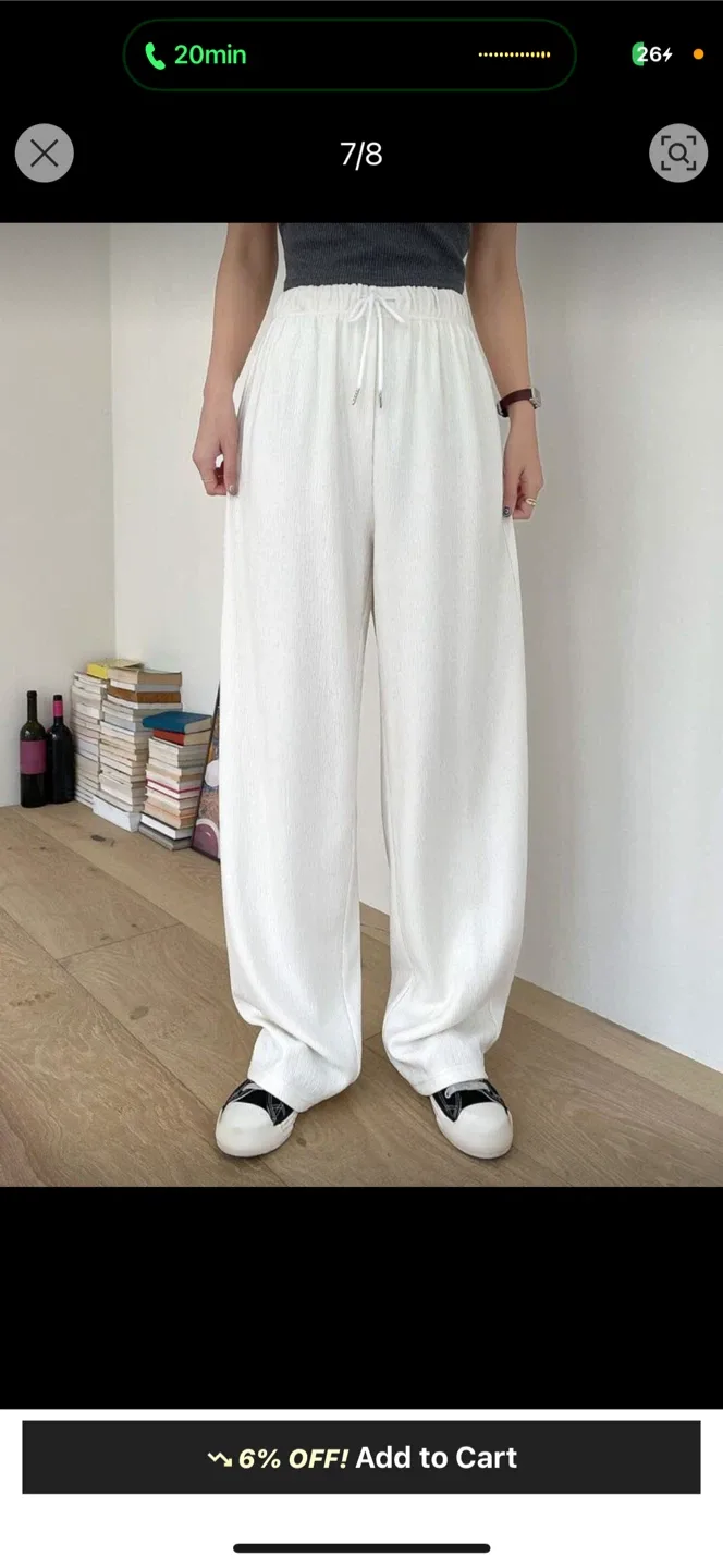 Off-White Linen Blend Wide Leg Pants image indicator(5)