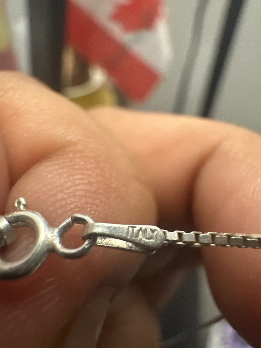 Sterling Silver Box Chain Necklace( 925 stamp) image indicator(4)