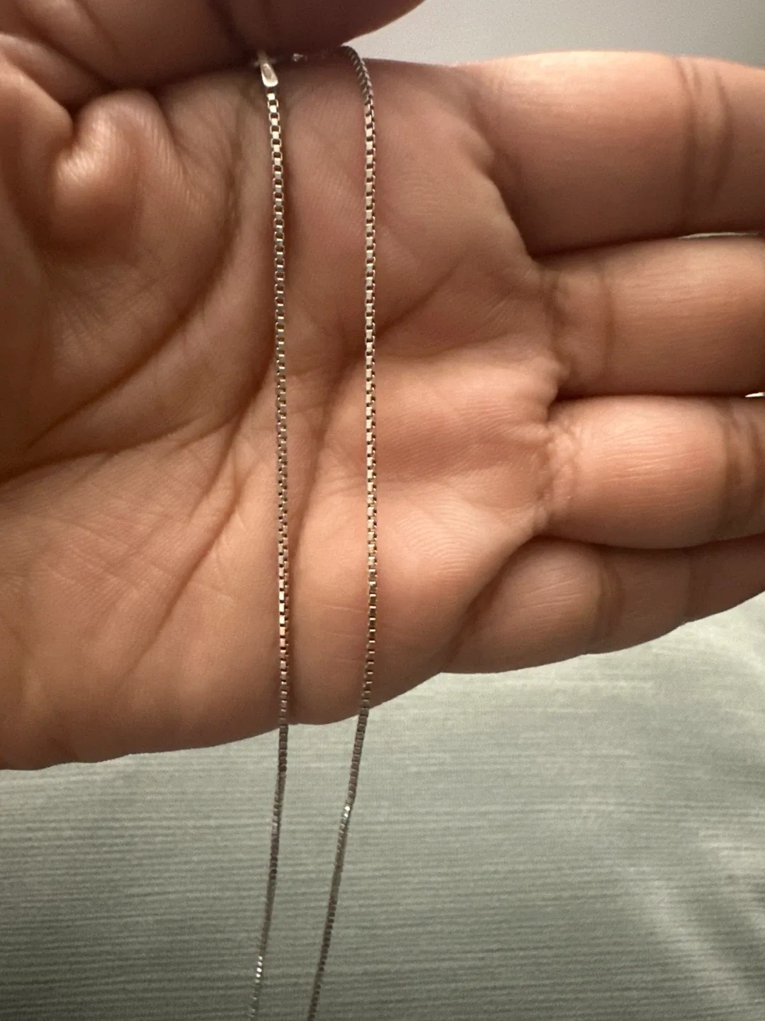 Sterling Silver Box Chain Necklace( 925 stamp) image indicator(3)