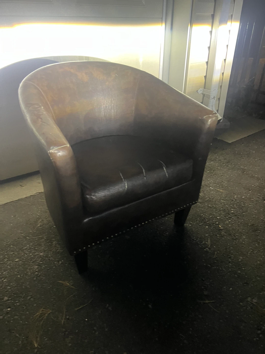 Brown Leather Tub Chair